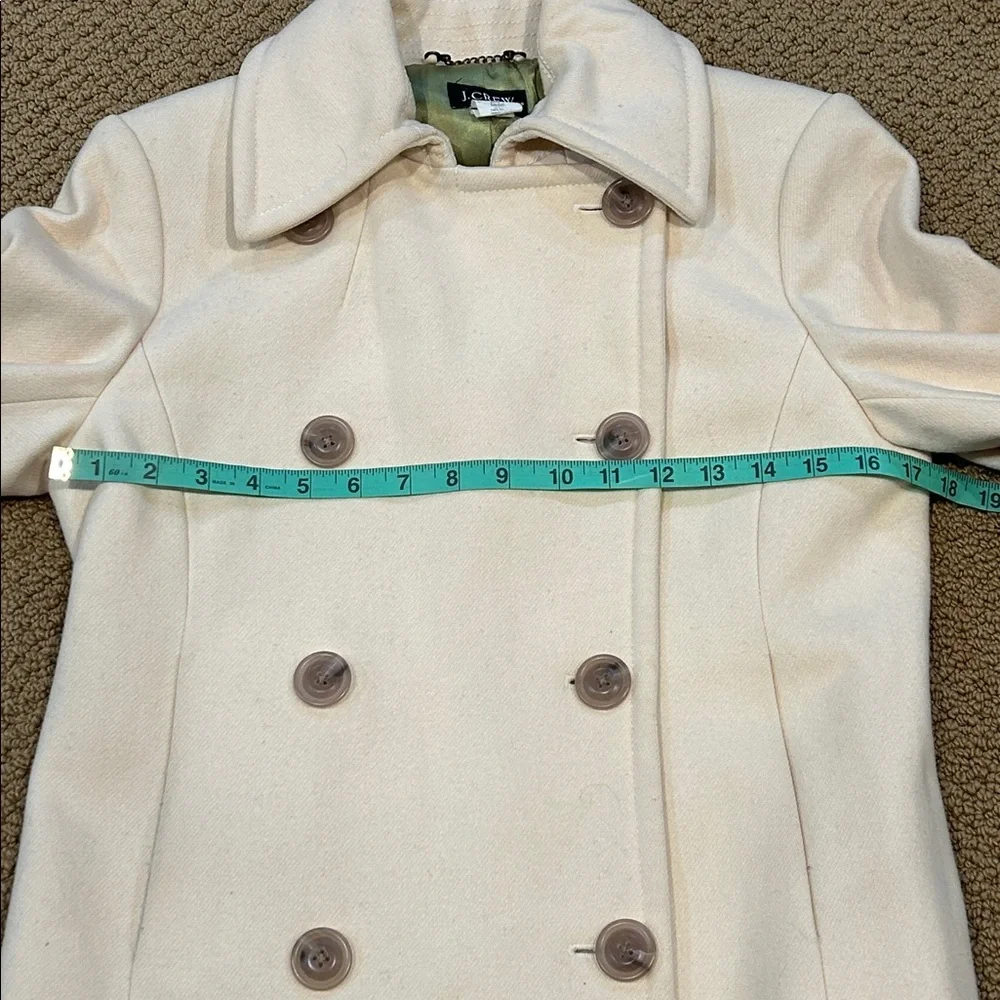 Vintage J. Crew Pea Coat size Small Cream Wool Blend Preppy Classic